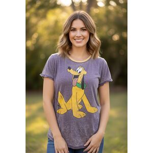 Disney Pluto Shirt Womens XXL Disneyland Disney World Distressed Style Sheer Tee